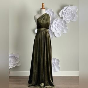 Elegant Olive Green One-Shoulder Dress